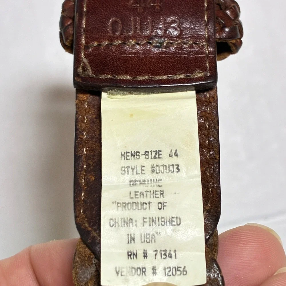 Vtg LL Bean Braided Leather Belt 44 Green Brown Heritage Preppy Gorpcore Y2K 90s